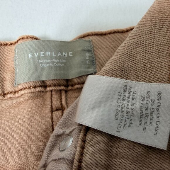 Everlane Way High Slim Jeans Womens 25 Beige Mid Rise Organic Cotton Stretch - Picture 4 of 14